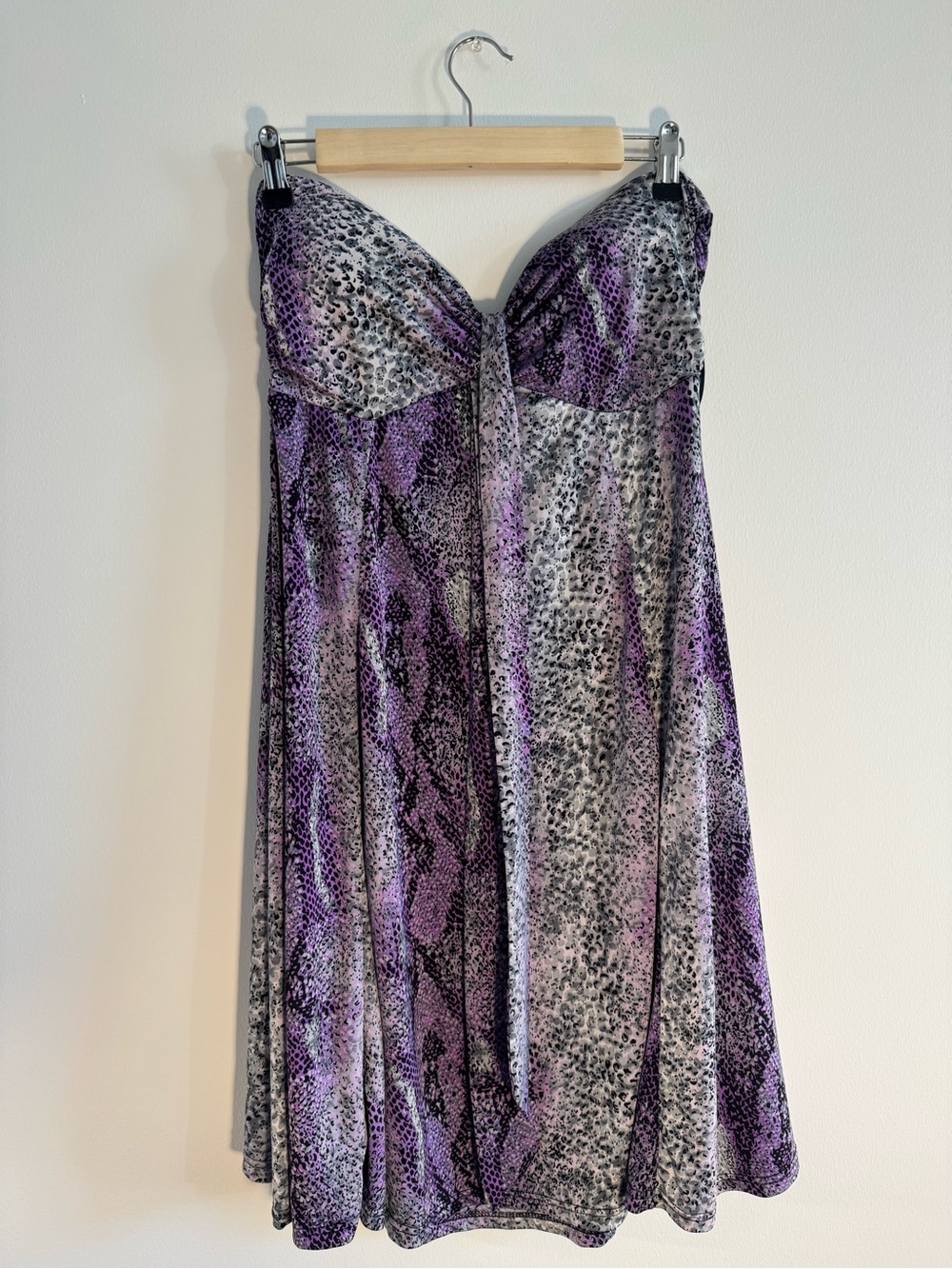 Purple Animal-Print Strapless dress
